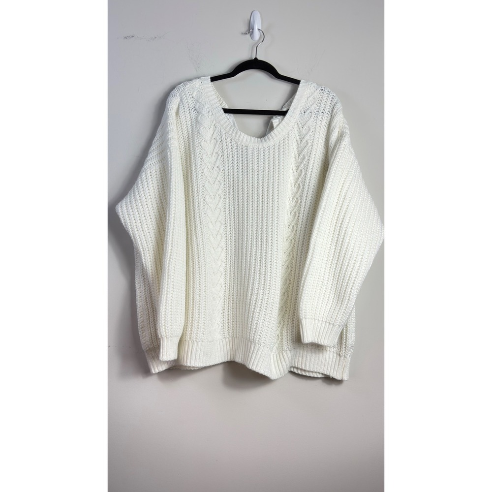 Torrid Sweater White Back Bow Cable Knit Plus Size Women 3 (22/24)